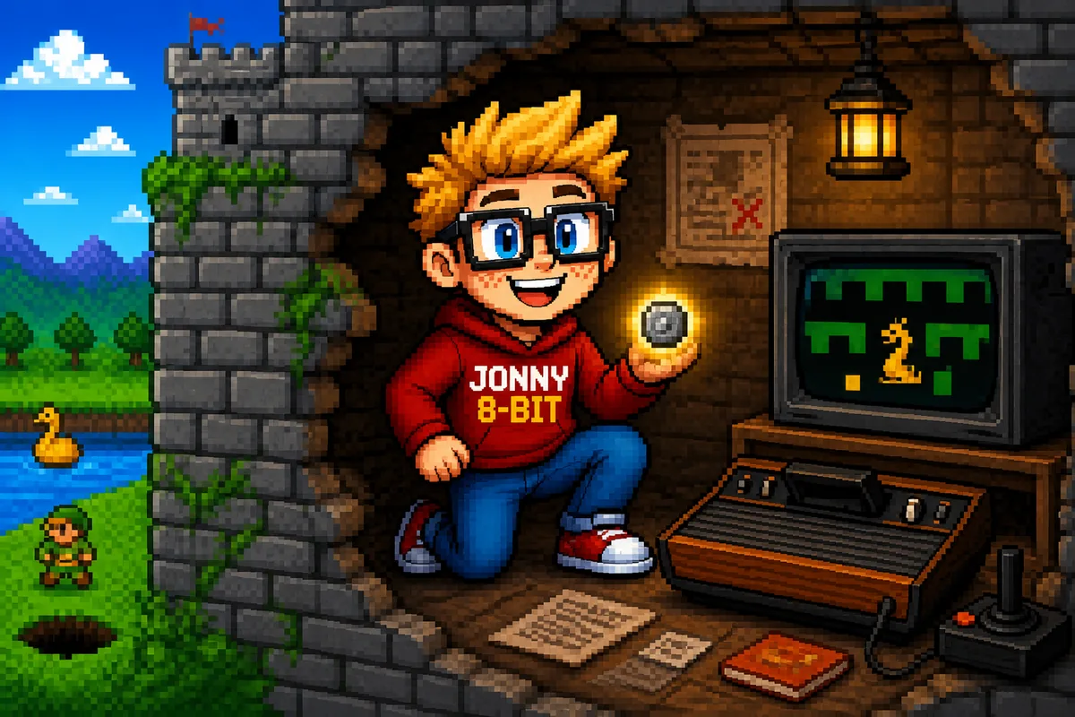Pixel-art illustration for Adventure’s Hidden Room and the First Famous Easter Egg