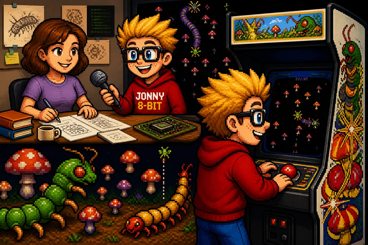 Pixel-art scene illustrating Why Centipede Reached a Wider Arcade Audience