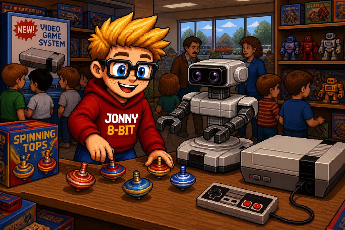 Pixel-art illustration for Why Nintendo Used R.O.B. to Help Introduce the NES